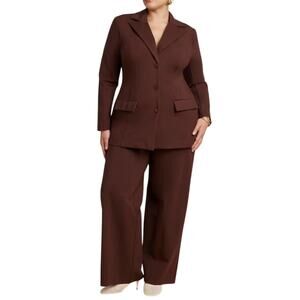 Eloquii Chocolate Brown Blazer sz 20 Wide Leg Pants sz 20S Pant Suit NEW Tags